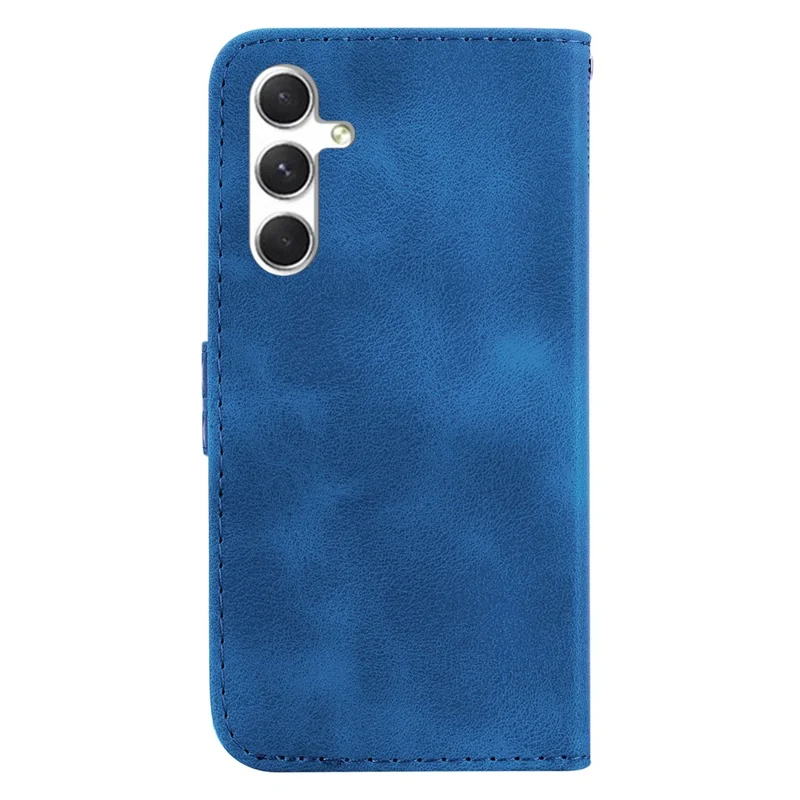 For Samsung Galaxy S25 Stand Case 7-Shaped Pattern Imprint Leather Phone Cover - Dark Blue