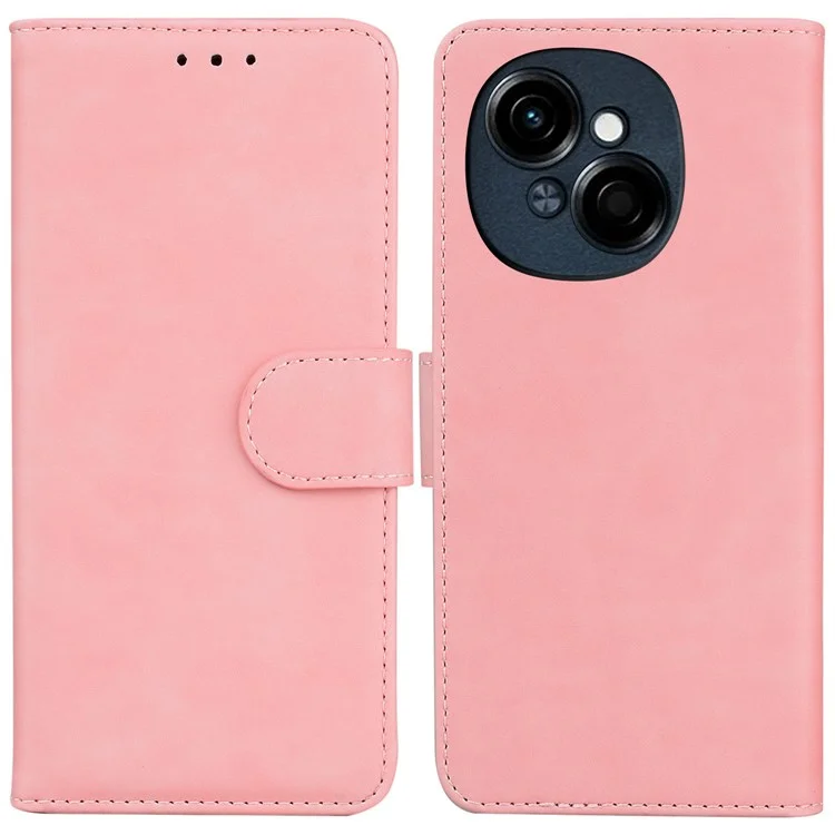 For TECNO Spark Go 2025 / Spark Go 1 / Pop 9 4G Case Solid Color Leather Wallet Phone Cover - Pink