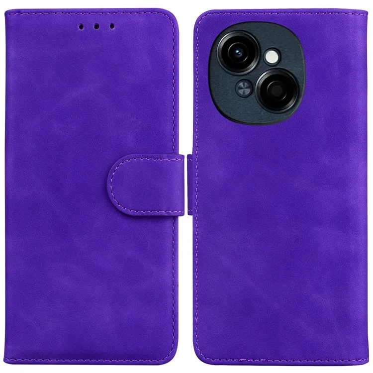 For TECNO Spark Go 2025 / Spark Go 1 / Pop 9 4G Case Solid Color Leather Wallet Phone Cover - Purple