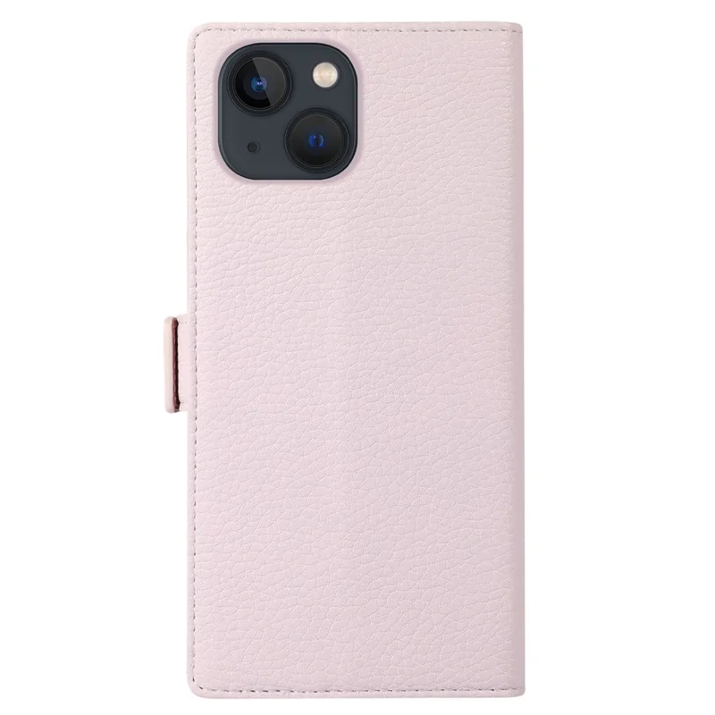 For iPhone 13 6.1 inch Zipper Pocket Design Bump Proof Litchi Texture Phone Case, PU Leather Flip Cover Wallet with Strap - Light Purple