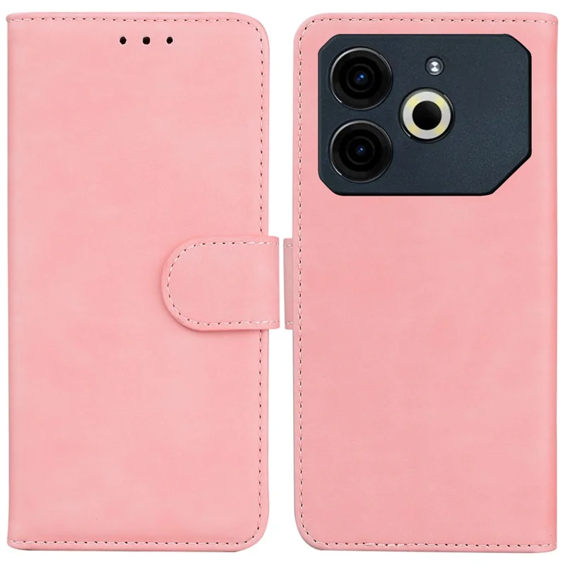 Pour TECNO Pova 6 Neo Coque Couleur Unie Étui Portefeuille en Cuir pour Téléphone - Rose