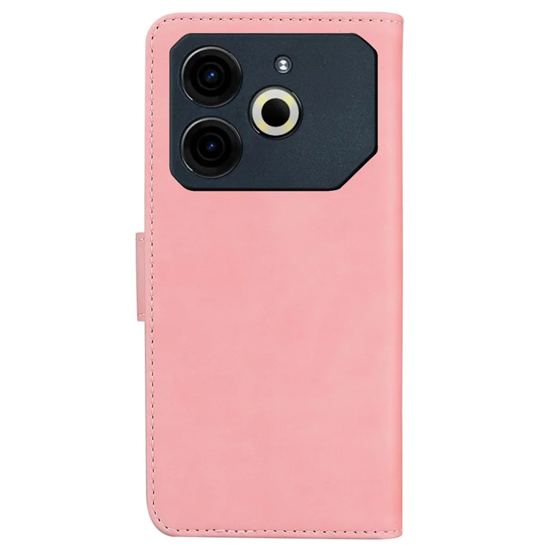Pour TECNO Pova 6 Neo Coque Couleur Unie Étui Portefeuille en Cuir pour Téléphone - Rose