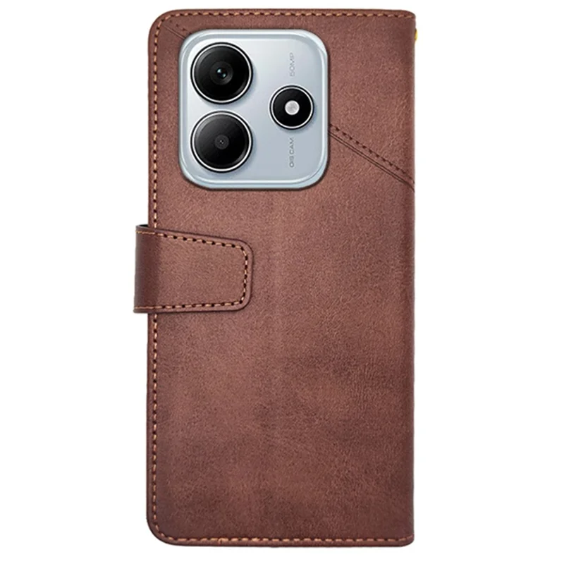 IDEWEI For Xiaomi Redmi Note 14 5G Case Leather Wallet Phone Cover Stand Calf Texture - Coffee