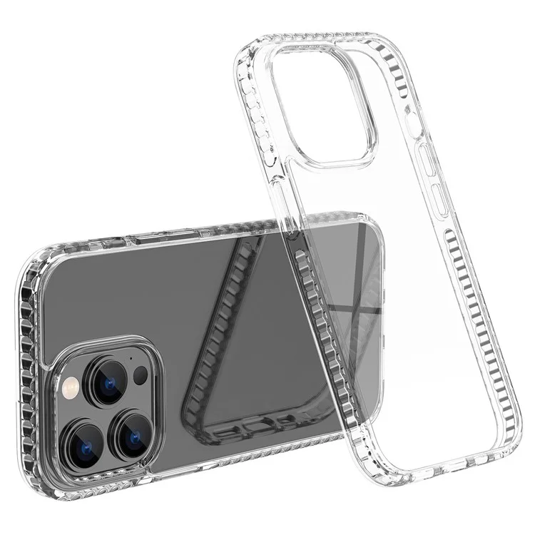 For iPhone 13 Pro Max 6.7 inch Plastic+TPU Crystal Clear Phone Back Cover Shockproof Hard Phone Case