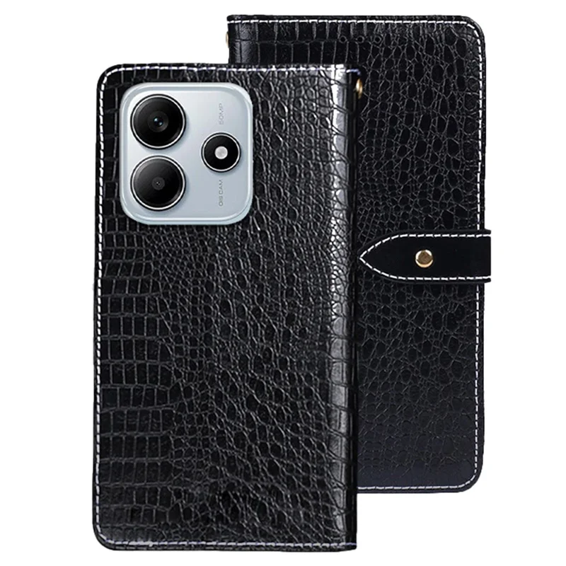 IDEWEI для Xiaomi Redmi Note 14 5G Чехол с текстурой крокодиловой кожи из искусственной кожи Флип-чехол для телефона - Черный