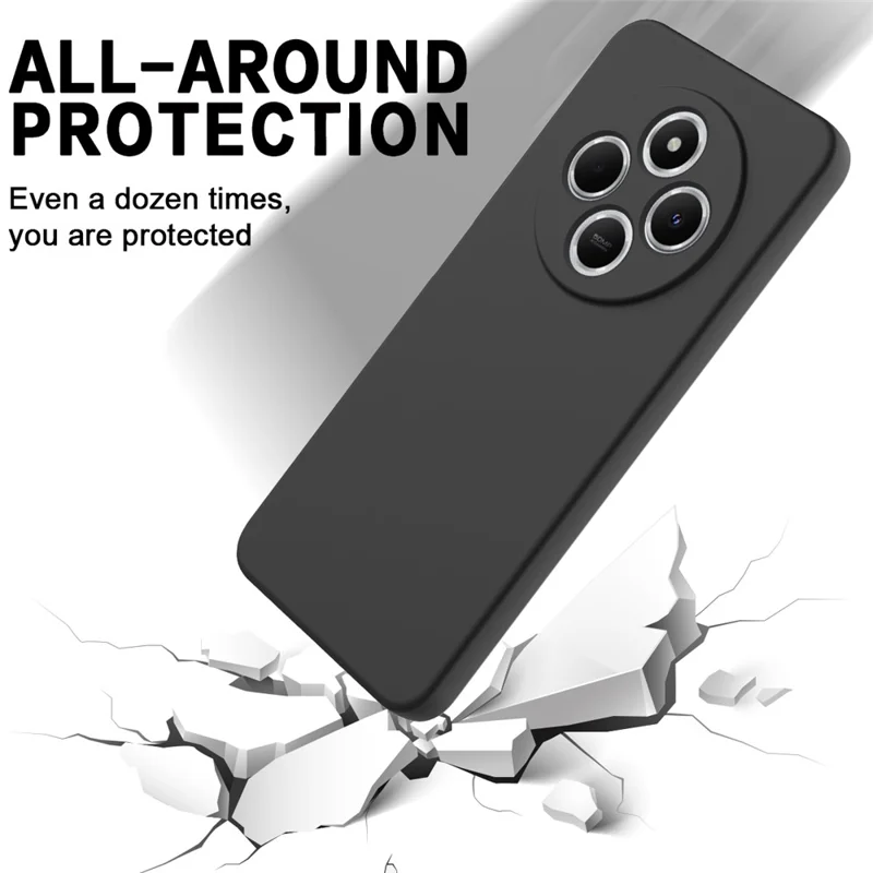 Für Xiaomi Redmi 14R 5G Hülle, Flüssige Silikonhülle Kratzfest Handyhülle mit Handschlaufe - Schwarz