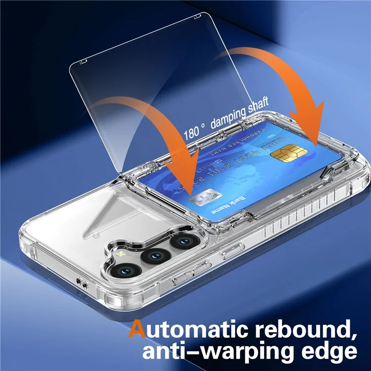 Per Samsung Galaxy S25 Clear Case PC+TPU Phone Cover Card Holder Kickstand - Trasparente