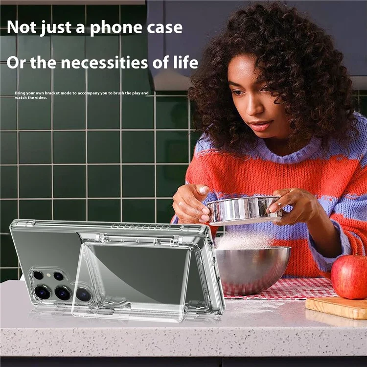 Per Samsung Galaxy S25 Ultra Clear Case PC+TPU Cover Telefono Porta Carte Supporto - Trasparente