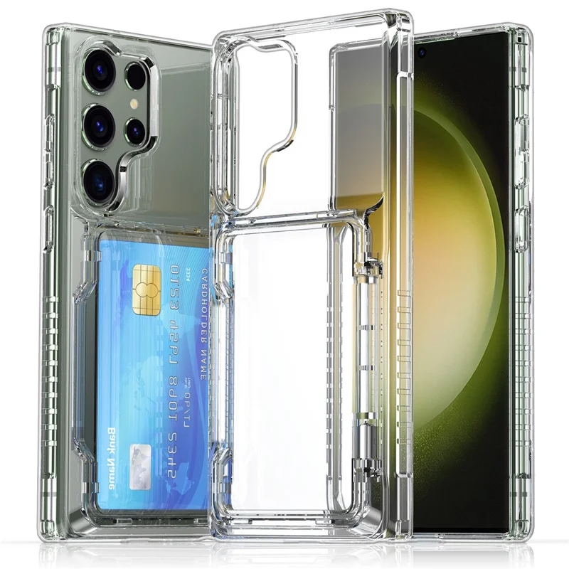 Per Samsung Galaxy S25 Ultra Clear Case PC+TPU Cover Telefono Porta Carte Supporto - Trasparente