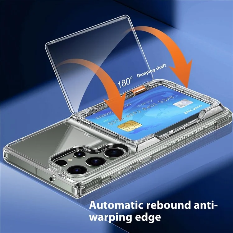 Per Samsung Galaxy S25 Ultra Clear Case PC+TPU Cover Telefono Porta Carte Supporto - Trasparente