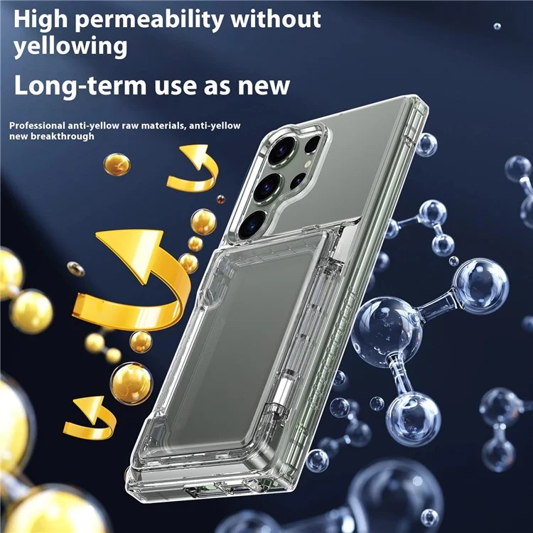 Per Samsung Galaxy S25 Ultra Clear Case PC+TPU Cover Telefono Porta Carte Supporto - Trasparente