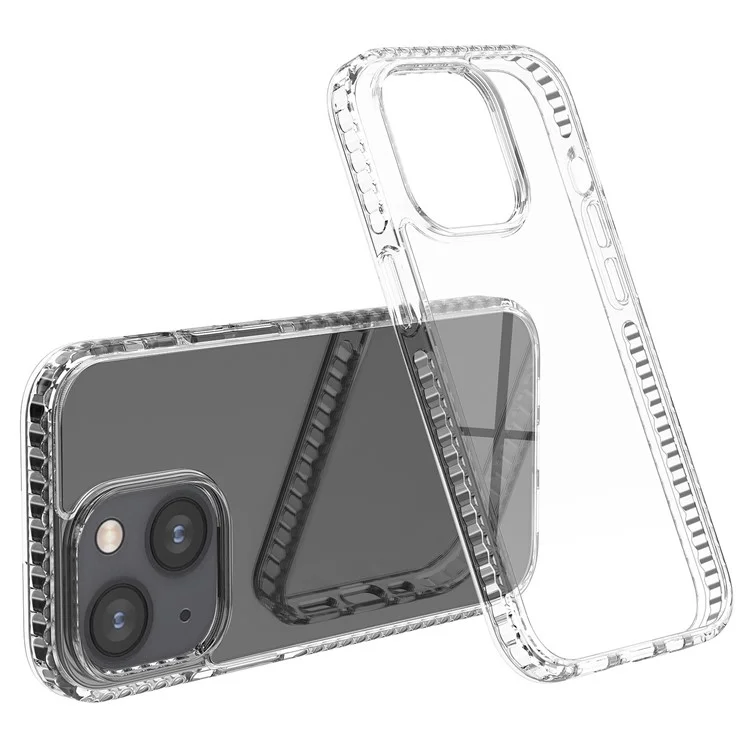 For iPhone 14 High Transmittance Hard Plastic+TPU Phone Case Shockproof Slim Fit Mobile Phone Cover