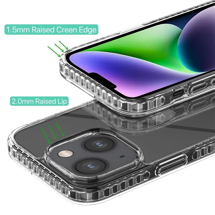 For iPhone 14 High Transmittance Hard Plastic+TPU Phone Case Shockproof Slim Fit Mobile Phone Cover