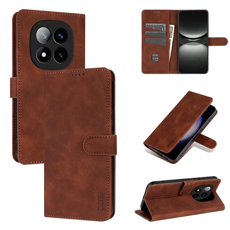AZNS Für Xiaomi Redmi Note 14 Pro+ 5G Hülle PU Leder Brieftasche Handyhülle - Braun