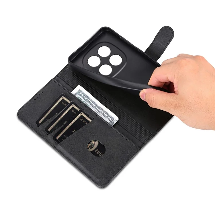 AZNS For Xiaomi Redmi Note 14 Pro+ 5G Case PU Leather Wallet Phone Cover - Black