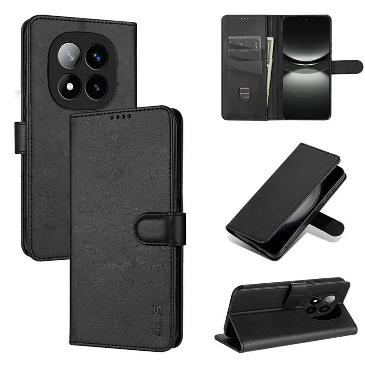 AZNS For Xiaomi Redmi Note 14 Pro+ 5G Case PU Leather Wallet Phone Cover - Black