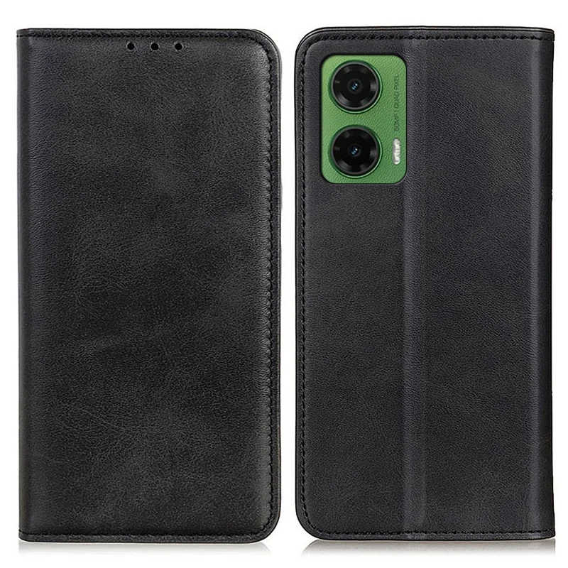 For Motorola Moto G35 5G Case Split Leather Flip Wallet Phone Cover - Black