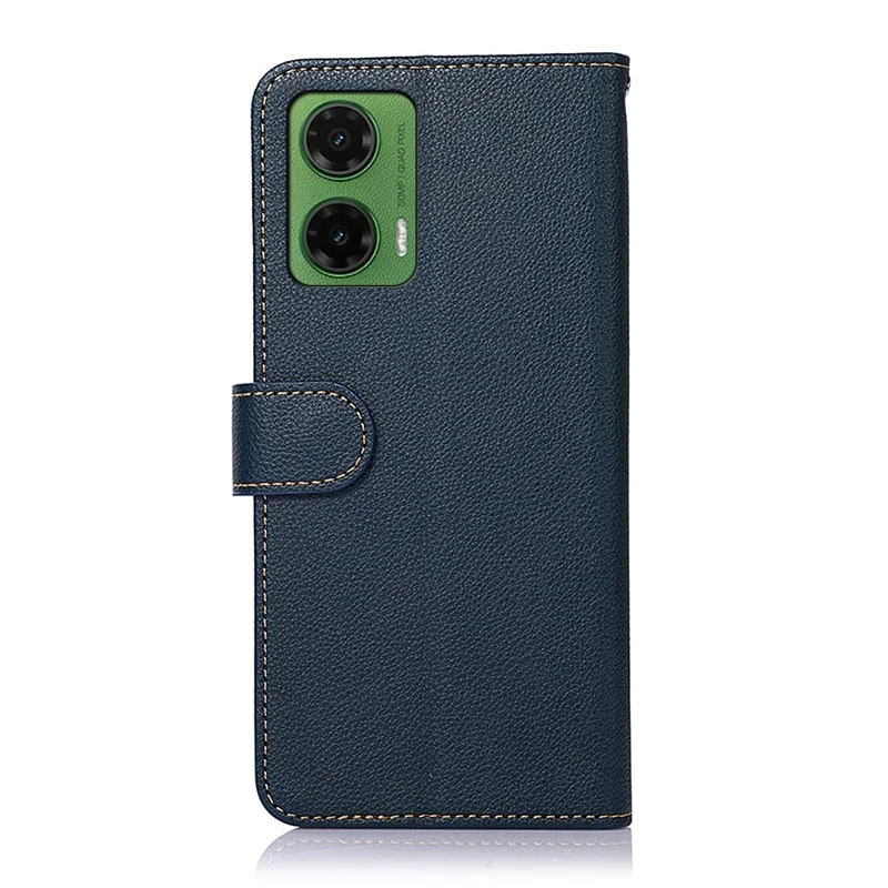 KHAZNEH For Motorola Moto G35 5G Case RFID Blocking Wallet Litchi Texture PU Leather Phone Cover - Blue