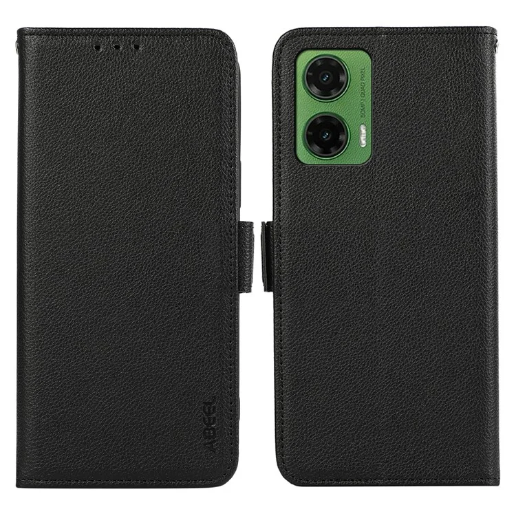 ABEEL чехол для Motorola Moto G35 5G с текстурой кожи Litchi, блокирующий RFID, чехол для телефона - черный