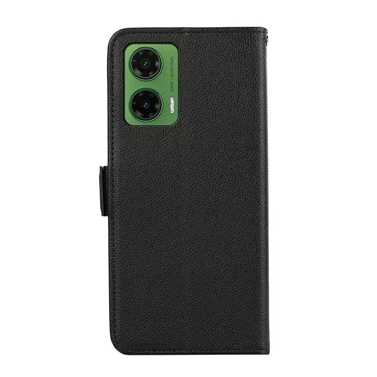 ABEEL чехол для Motorola Moto G35 5G с текстурой кожи Litchi, блокирующий RFID, чехол для телефона - черный
