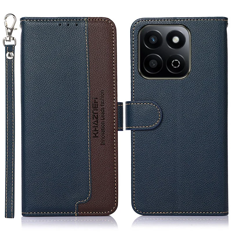 KHAZNEH For Honor X7c 4G / 200 Smart 5G / Play 60 Plus 5G Case RFID Blocking Wallet PU Leather Phone Cover - Blue