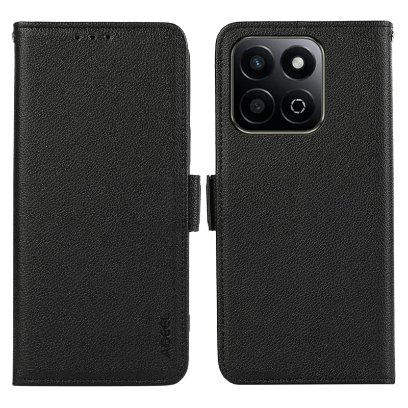 ABEEL Etui do Honor X7c 5G / X7c 4G / 200 Smart 5G / Play 60 Plus 5G, skóra z fakturą litchi, ochrona przed skanowaniem RFID - Czarny