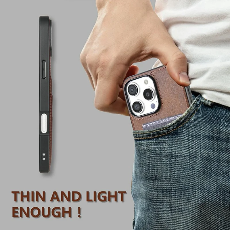 AZNS K1 Series For iPhone 16 Pro Max Case Calf Texture Anti-Drop PU+TPU Phone Cover - Coffee