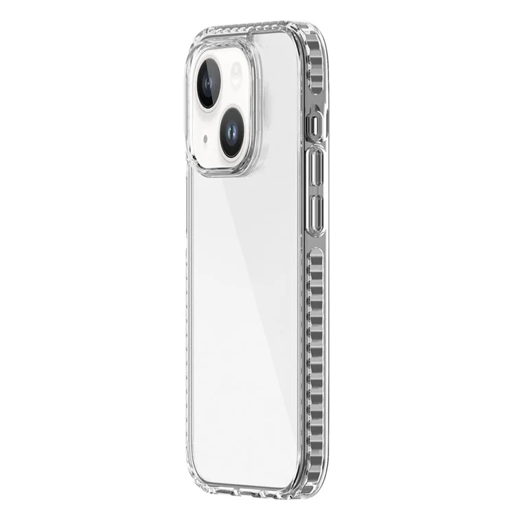 Para Iphone 14 Plus Block Plastic+TPU Crystal Clear Telephon Back Shell Protection Case de Teléfono Anti-slip