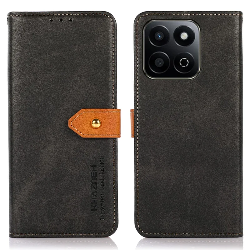 KHAZNEH For Honor X7c 4G / 200 Smart 5G / Play 60 Plus 5G Carteira de Telefone Caso Stand Leather Flip Cover - Preto