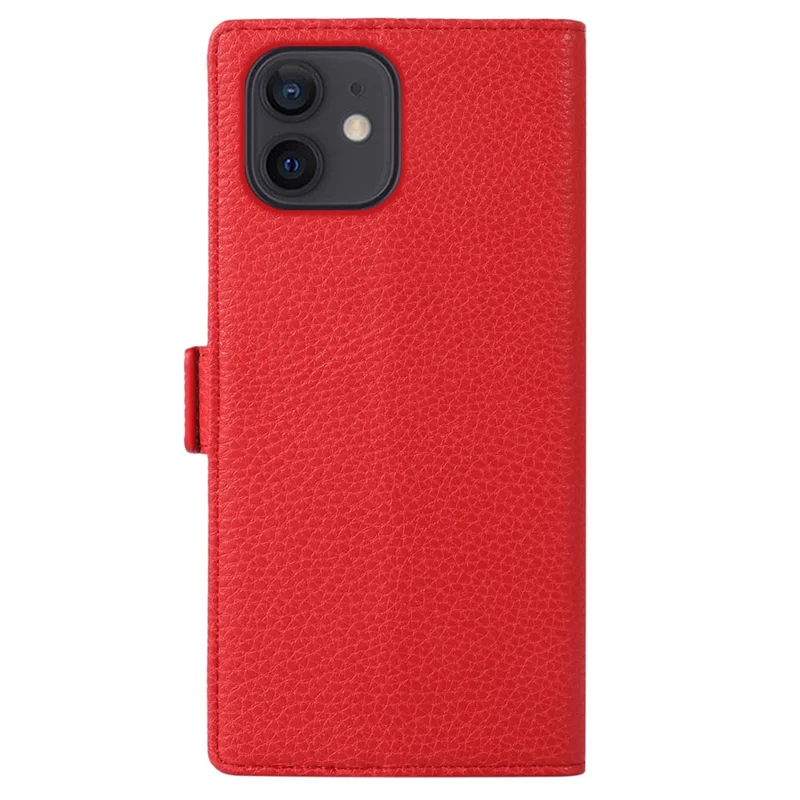 For iPhone 11 6.1 inch Zipper Pocket Design Litchi Texture Phone Case, PU Leather Flip Cover Foldable Stand Wallet with Strap - Red