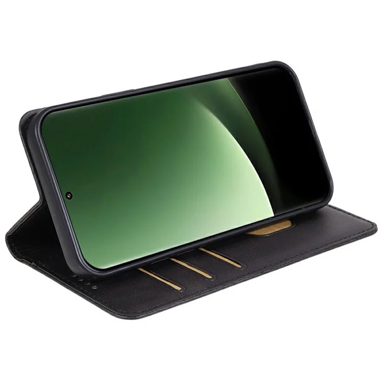 Per Xiaomi Redmi Note 14 Pro 5G Case Strong Magnetic PU Leather Phone Cover Calf Texture - Nero