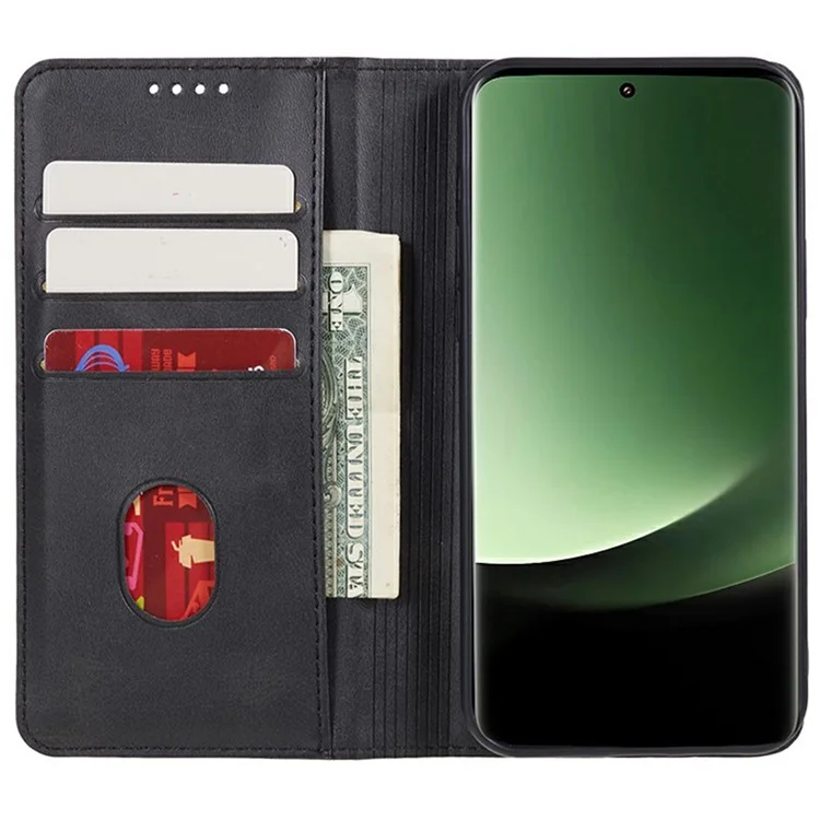 Per Xiaomi Redmi Note 14 Pro 5G Case Strong Magnetic PU Leather Phone Cover Calf Texture - Nero
