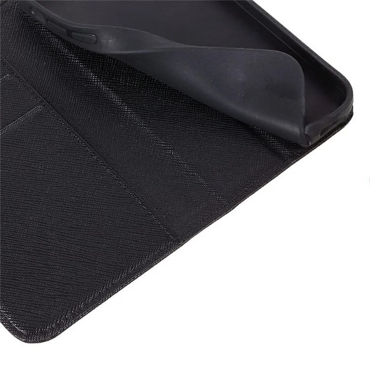 Per Samsung Galaxy S25 Custodia Cross Texture Pelle Copertina Telefono Magnetica Nascosta - Nera