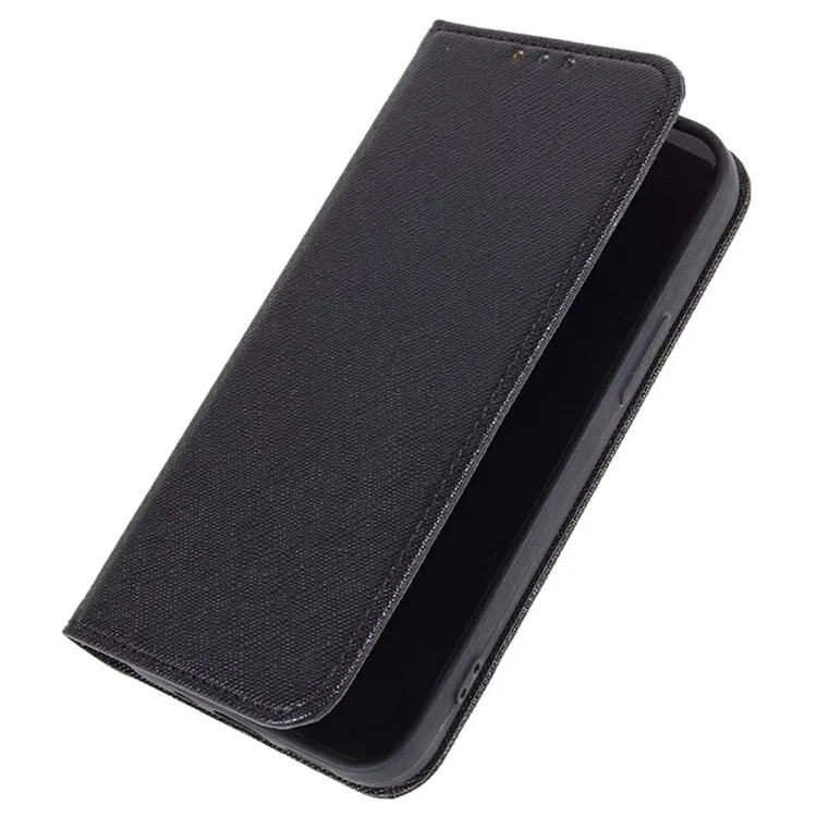 Per Samsung Galaxy S25 Custodia Cross Texture Pelle Copertina Telefono Magnetica Nascosta - Nera