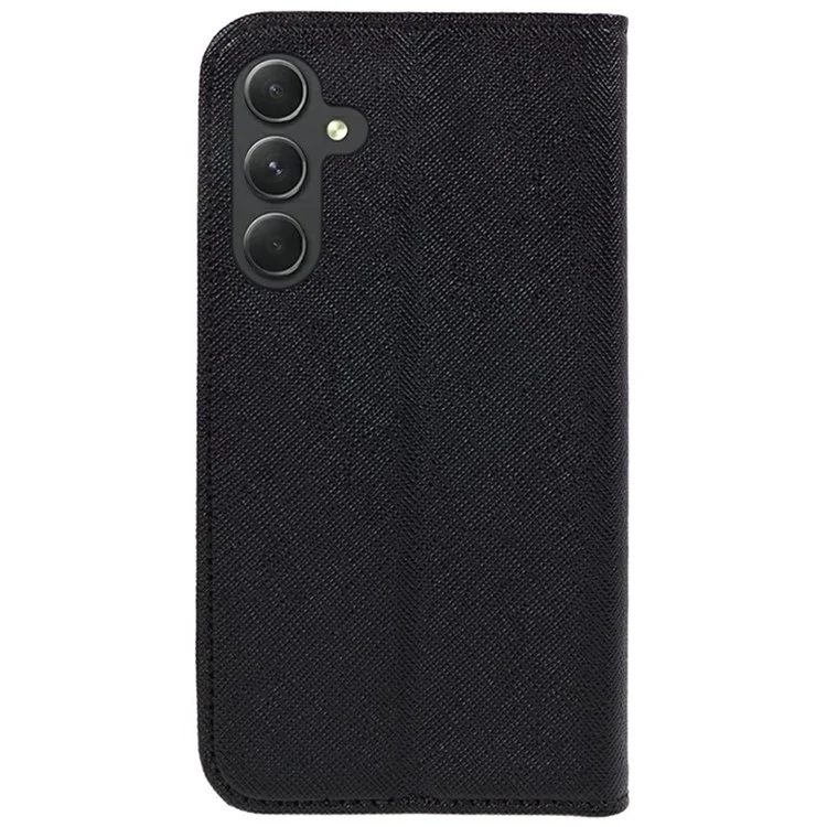 Per Samsung Galaxy S25 Custodia Cross Texture Pelle Copertina Telefono Magnetica Nascosta - Nera