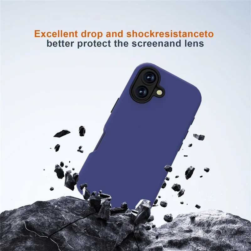 GW03 For iPhone 16 Case TPU + PC Phone Cover Dual Layer Shockproof - Navy Blue