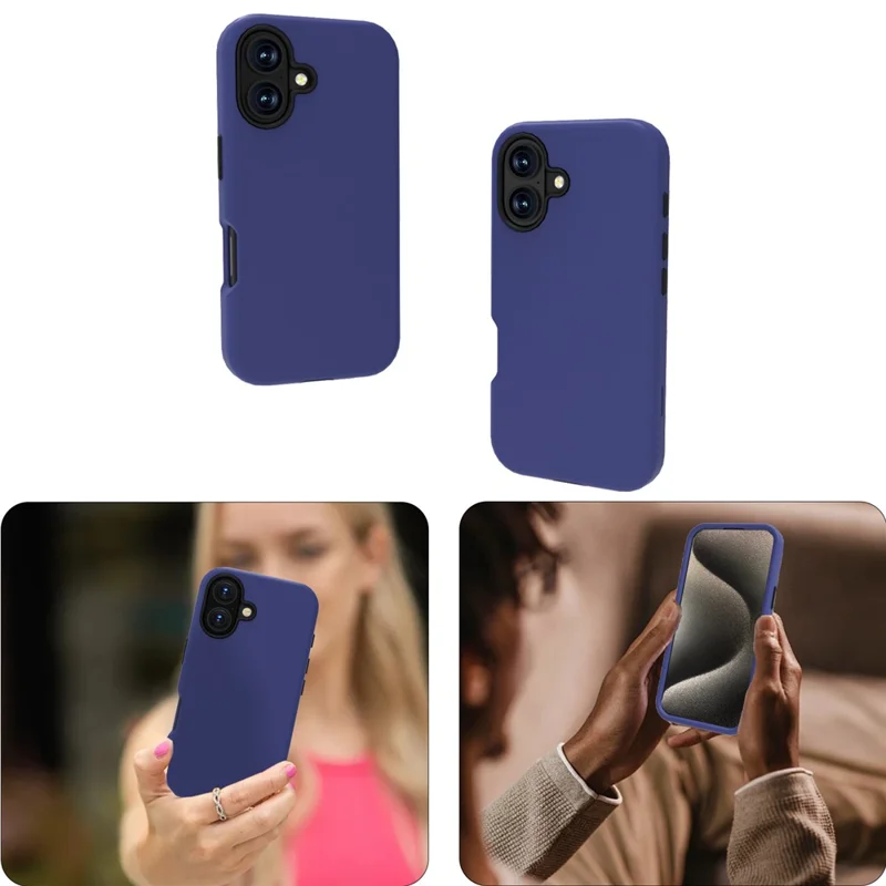 GW03 For iPhone 16 Case TPU + PC Phone Cover Dual Layer Shockproof - Navy Blue