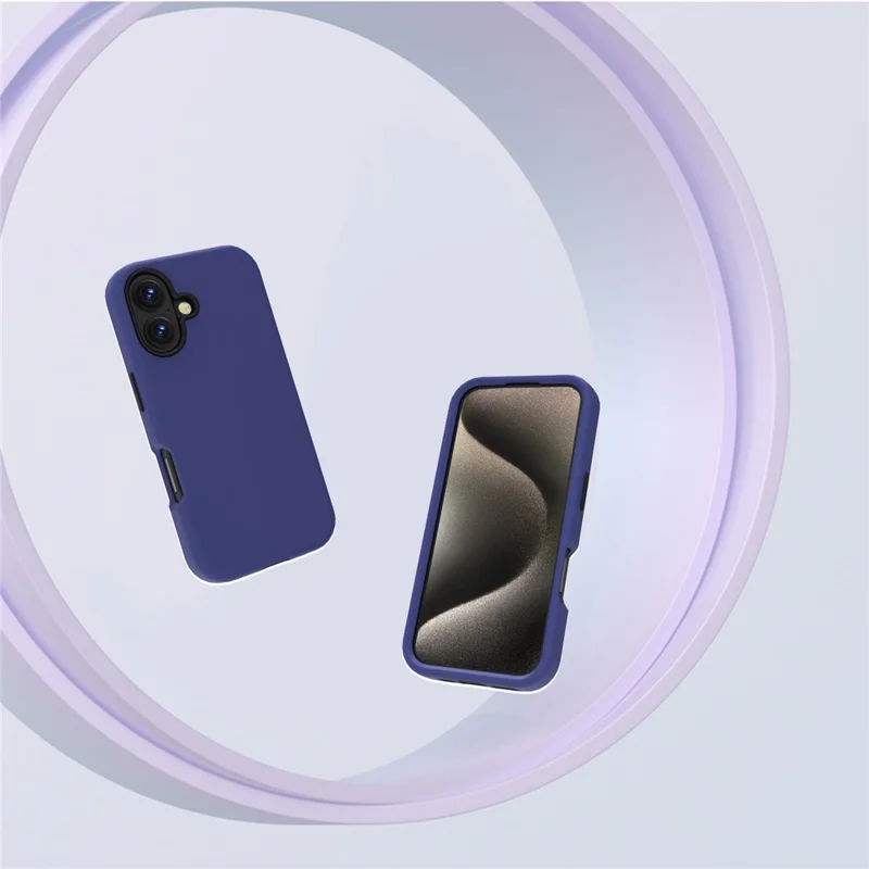 GW03 For iPhone 16 Case TPU + PC Phone Cover Dual Layer Shockproof - Navy Blue