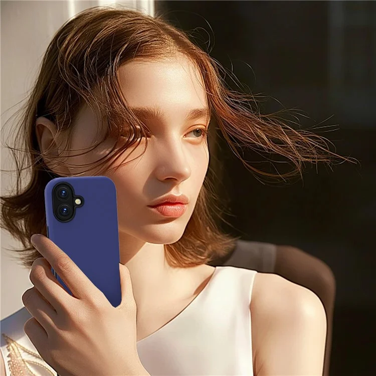 GW03 For iPhone 16 Case TPU + PC Phone Cover Dual Layer Shockproof - Navy Blue