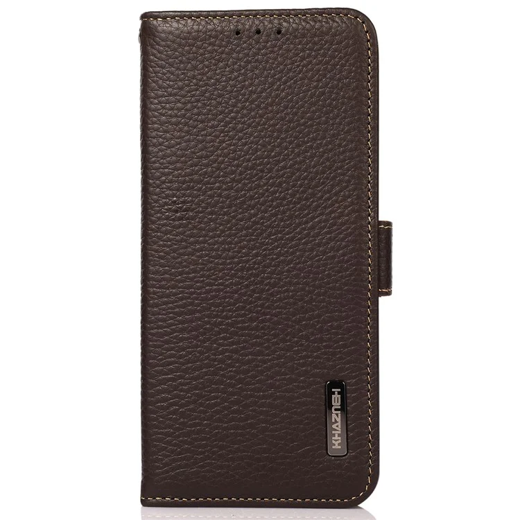KHAZNEH For Honor X7c 4G / 200 Smart 5G / Play 60 Plus 5G Phone Case Genuine Cow Leather Cover RFID Blocking - Brown