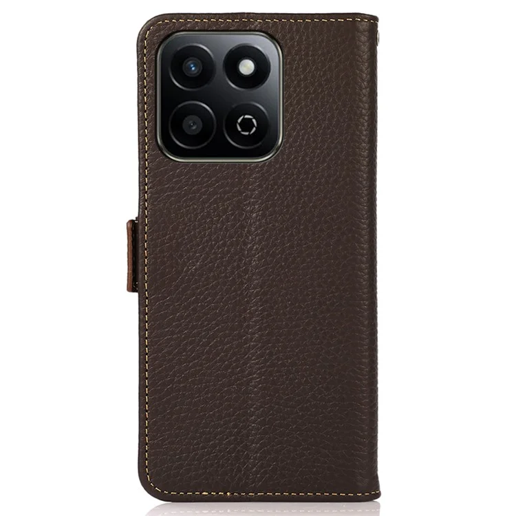 KHAZNEH For Honor X7c 4G / 200 Smart 5G / Play 60 Plus 5G Phone Case Genuine Cow Leather Cover RFID Blocking - Brown