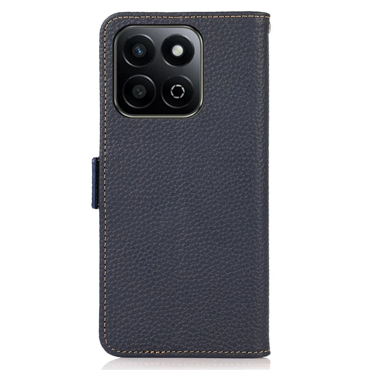 KHAZNEH For Honor X7c 4G / 200 Smart 5G / Play 60 Plus 5G Phone Case Genuine Cow Leather Cover RFID Blocking - Blue