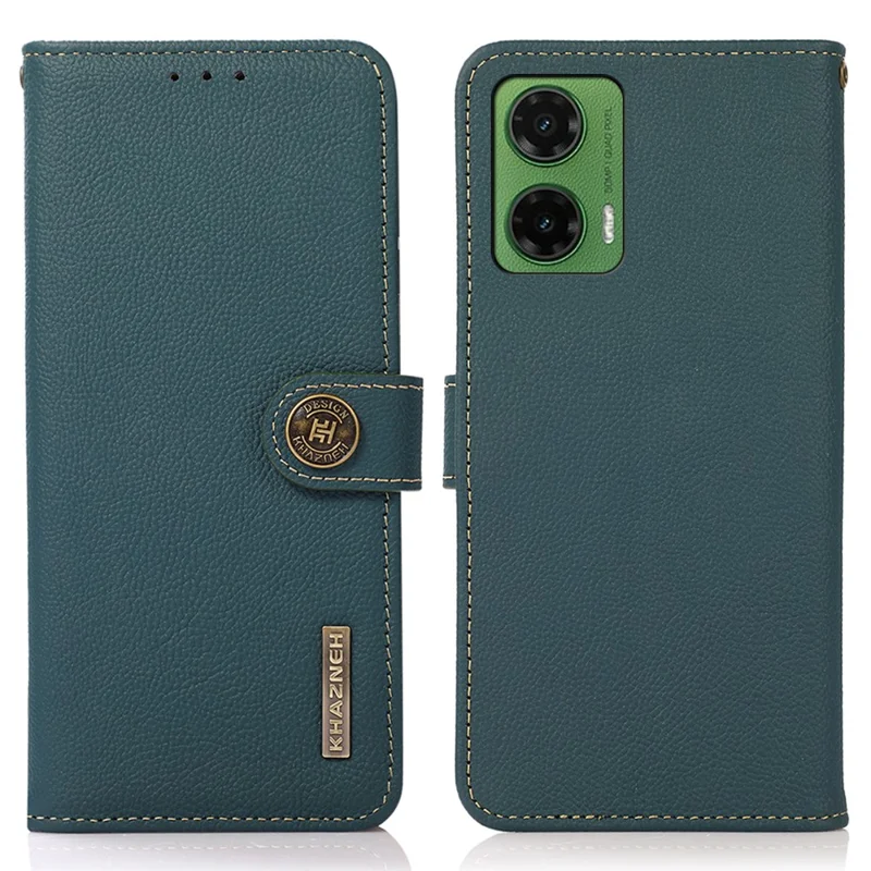 KHAZNEH per Motorola Moto G35 5G Custodia in pelle di mucca genuina Portafoglio Cover per telefono - Verde