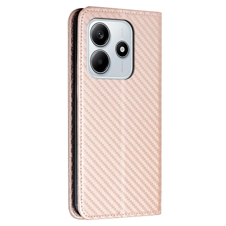 Funda de cuero con tapa y soporte para Xiaomi Redmi Note 14 5G, cierre magnético fuerte - Oro rosa
