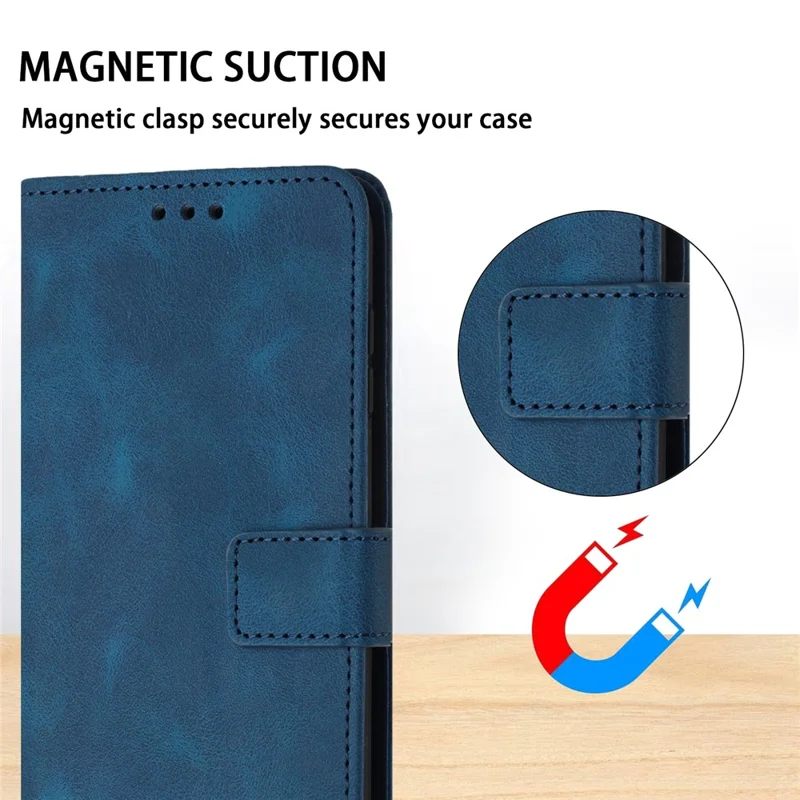 For Xiaomi Redmi Note 14 5G Leather Case Solid Color Wallet Protective Phone Cover - Blue