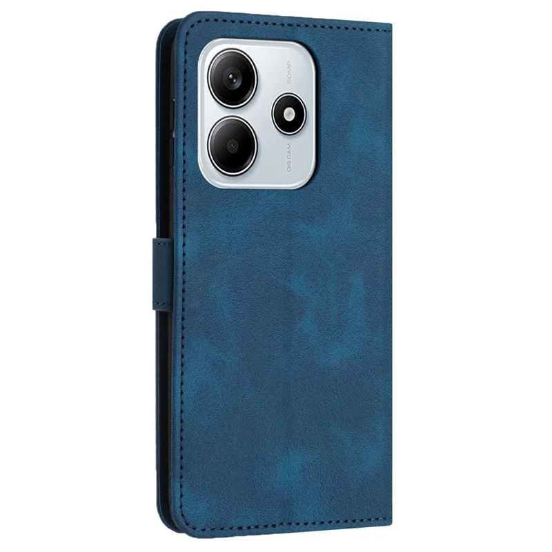 For Xiaomi Redmi Note 14 5G Leather Case Solid Color Wallet Protective Phone Cover - Blue
