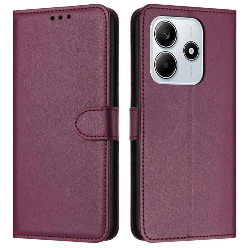 Portemonnee hoesje van leder voor Xiaomi Redmi Note 14 5G met standaard en riem - Paars
