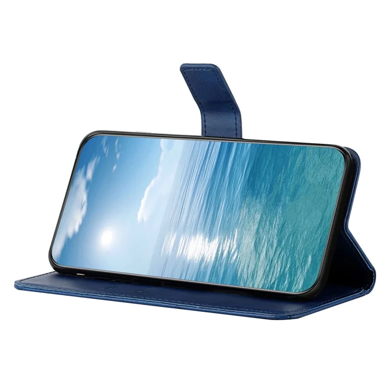 Läder för Xiaomi Redmi Note 14 5G lådformad hylsa med linjemönster plånbok mobilhölse - Blå