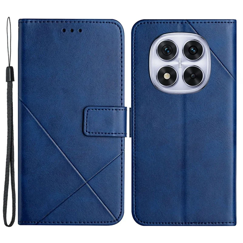 Til Xiaomi Redmi Note 14 Pro+ 5G / Note 14 Pro 5G / Note 14 Pro 4G / Poco X7 5G Læderetui med Linjemønster Wallet Phone Cover - Blå