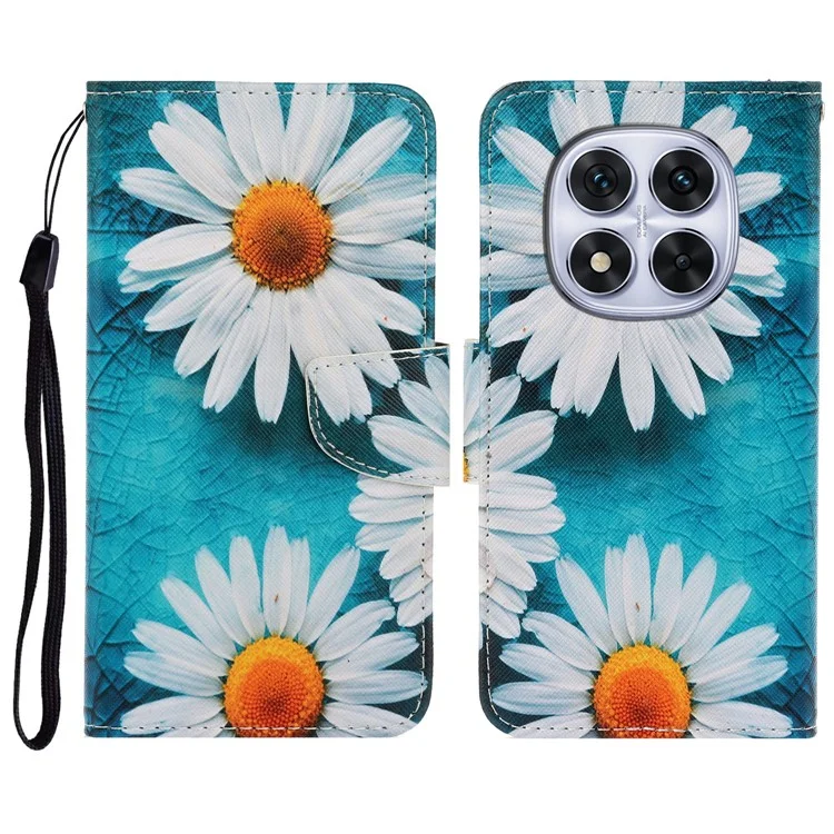 Capa protetora de couro estampada com padrão de crisântemo para Xiaomi Redmi Note 14 Pro 5G / 14 Pro+ 5G